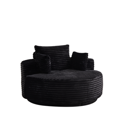 55''L Corduroy Foam Single Swivel Chair, Fluffy Modern Sleeper, 360 Degree Swivel Chair for Living Room, Bedroom, Lounge and Projection Room image 9