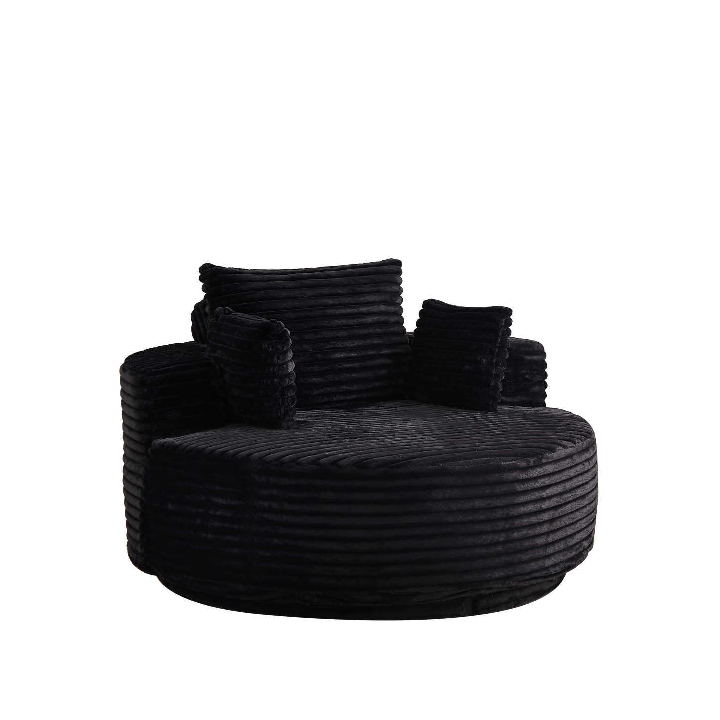 55''L Corduroy Foam Single Swivel Chair, Fluffy Modern Sleeper, 360 Degree Swivel Chair for Living Room, Bedroom, Lounge and Projection Room image 9
