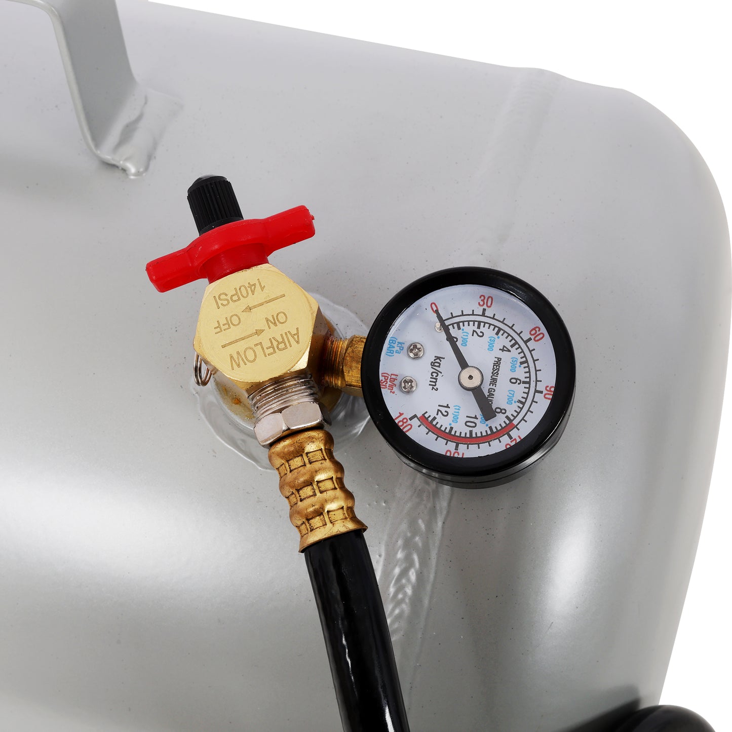 Portable 5 Gallon Aluminum Air Tank, Lightweight Durable Air Compressor Tank with Pressure Gauge, Safety Valve and 47 Inch Hose for Easy Tool Connection image 7