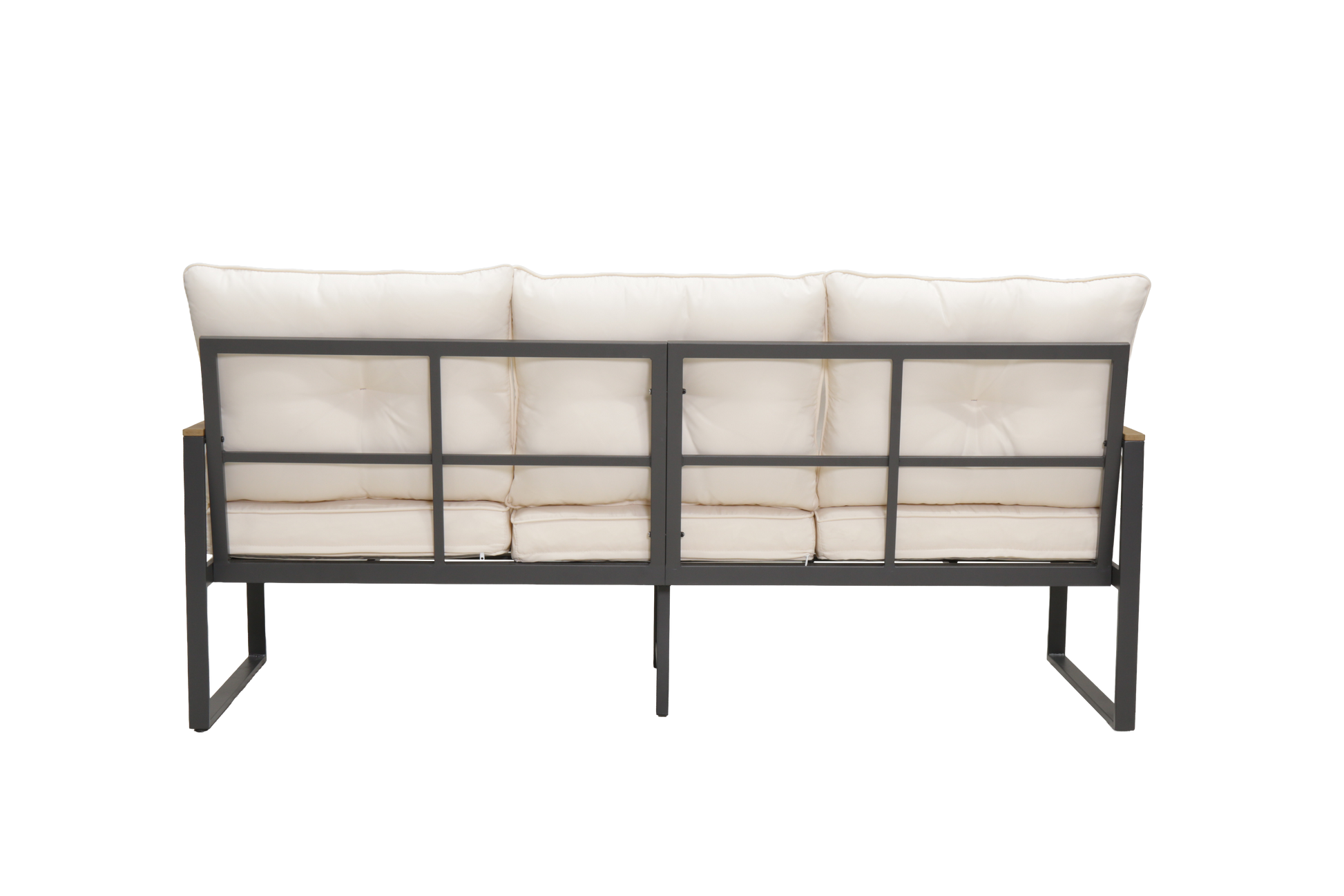 Steel Outdoor Patio Sofa, Steel Metal 3-Seat Couch with Thick Cushions, Patio Conversation Sofa Couch for Deck Garden Poolside, Beige image 6