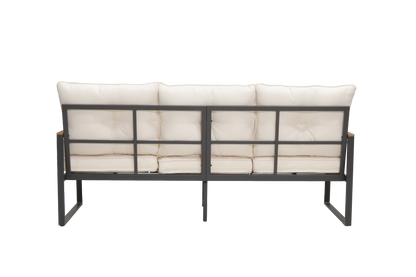 Steel Outdoor Patio Sofa, Steel Metal 3-Seat Couch with Thick Cushions, Patio Conversation Sofa Couch for Deck Garden Poolside, Beige image 6
