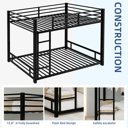 Metal Twin over Twin Bunk Bed/ Heavy-duty Sturdy Metal/ Noise Reduced/ Safety Guardrail,Black image 12