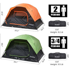 Camping Tent 2/3/4 Person, Waterproof Windproof Double Layer with Rainfly, Easy Setup for Backpacking, Hiking, Mountaineering, Outdoor
