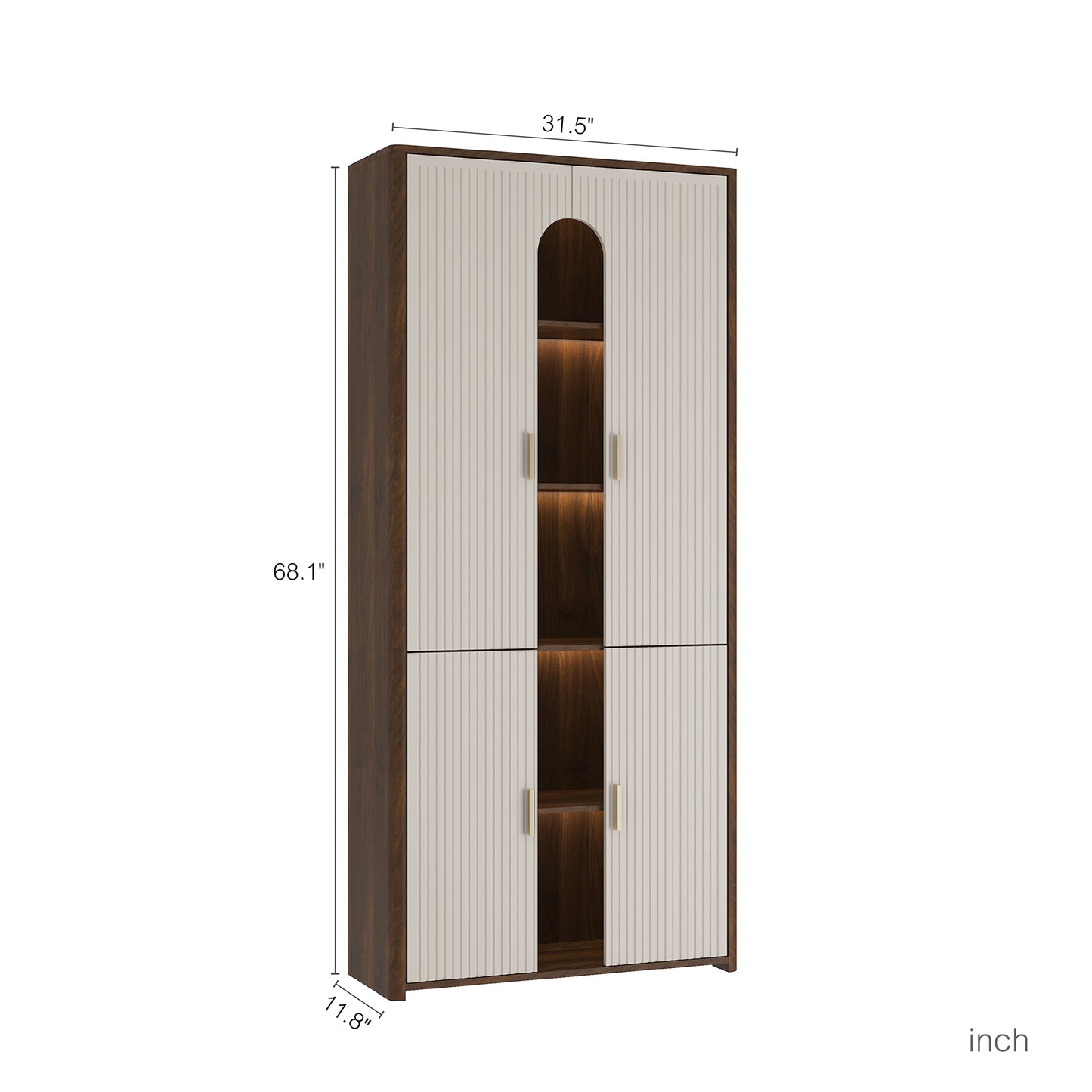 Display Cabinet with Doors,Bookcase with LED Lights, Display Case for Collectibles Bedroom Living Room Office image 4