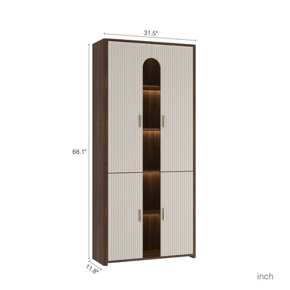 Display Cabinet with Doors,Bookcase with LED Lights, Display Case for Collectibles Bedroom Living Room Office image 4