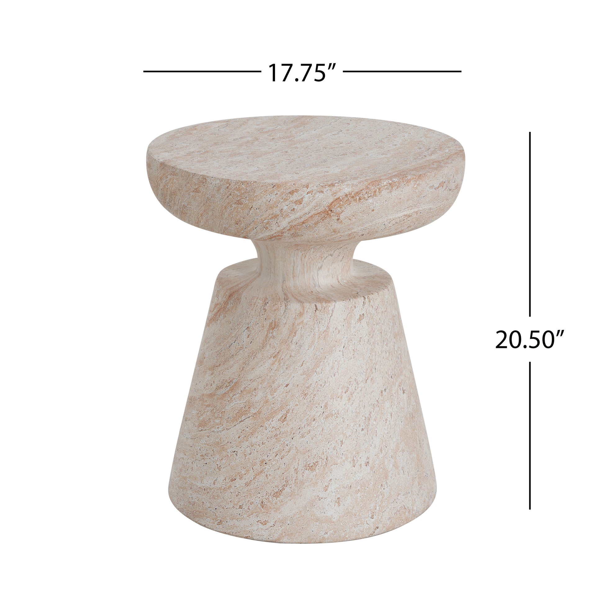 Outdoor/Indoor Lightweight Concrete Side Table,Travertine Finish image 3