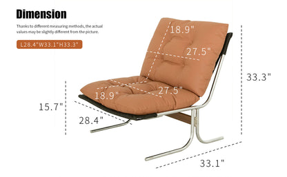 Leather Armchair, Modern Accent Chair High Back, Living Room Chairs with Metal Legs and Soft Padded, Sofa Chairs for Home Office,Bedroom,Dining Room (Brown-1pc) image 4