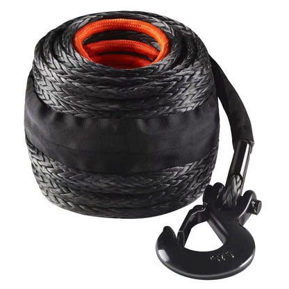 Synthetic Winch Rope, 1/2 Inch x 92 Feet 32,000 lbs Synthetic Winch Line Cable Rope with Protective Sleeve + Forged Winch Hook + Pull Strap, Universal Fit for SUV, Large Off-Road Vehicle, Truck image 3