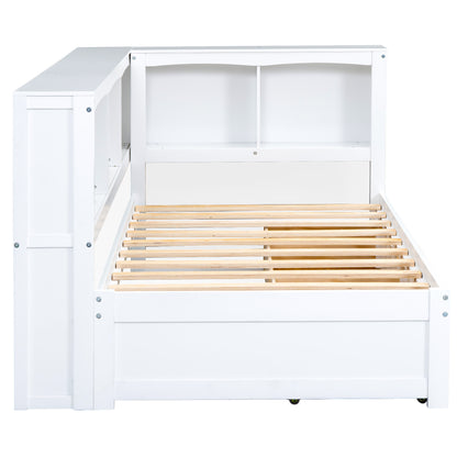 Twin Size Daybed with Two Storage Drawers, Storage Cabinets and USB Ports, White image 12