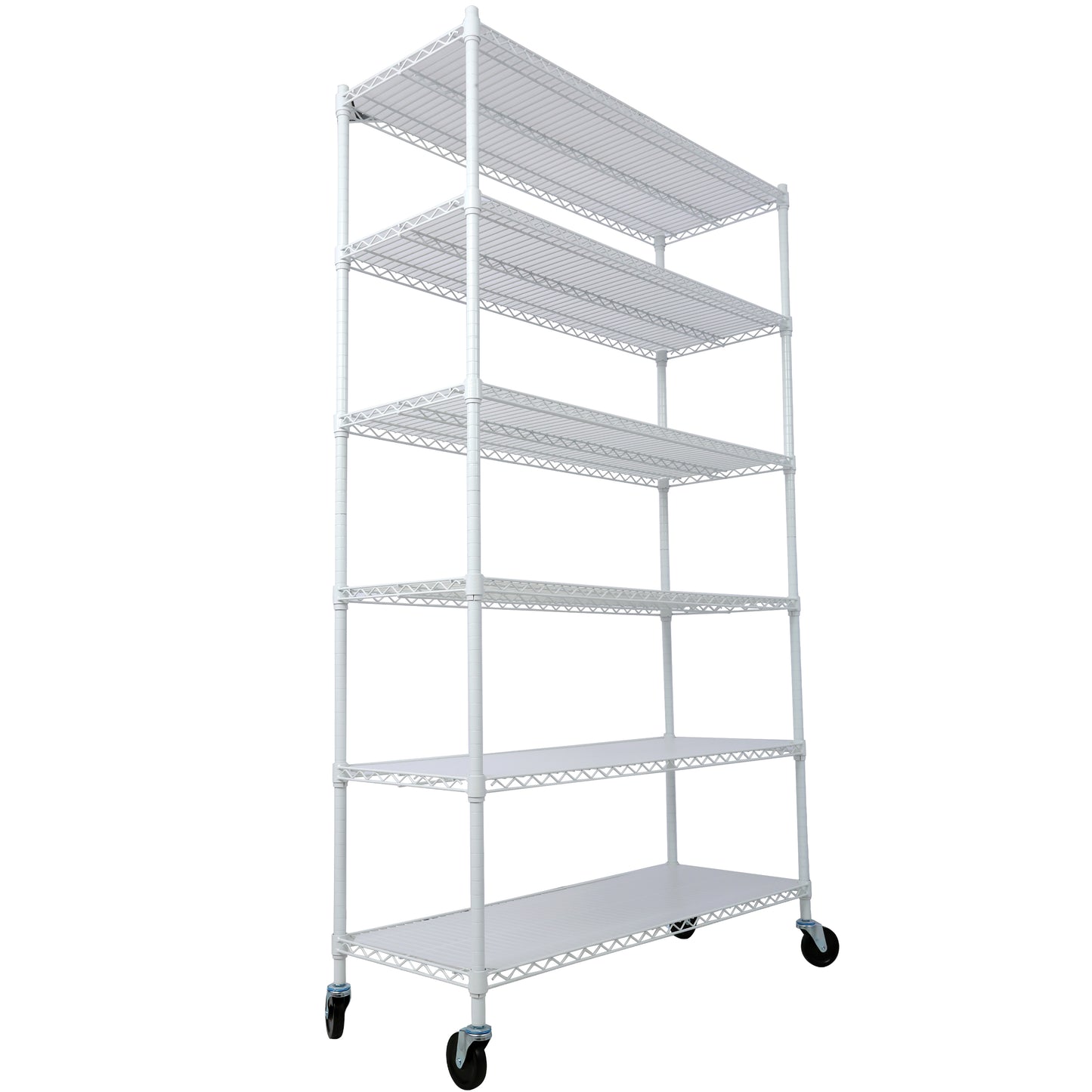 6 Tier 6000lbs Capacity NSF Metal Shelf Wire Shelving Unit, Heavy Duty Adjustable Storage Rack with Wheels & Shelf Liners for Commercial Grade Utility Steel Storage Rack, white - 84"H x 48"L x 20"D image 8