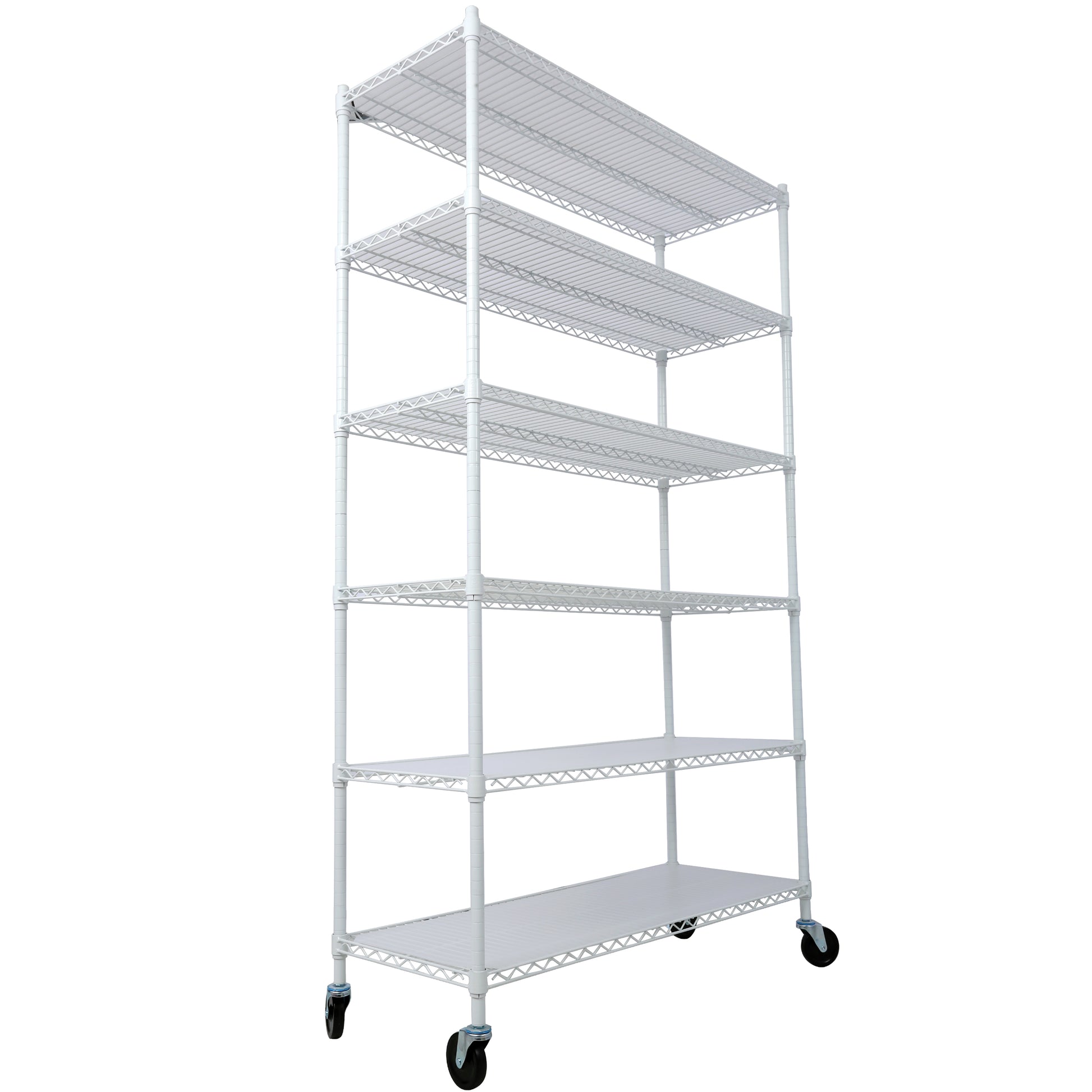 6 Tier 6000lbs Capacity NSF Metal Shelf Wire Shelving Unit, Heavy Duty Adjustable Storage Rack with Wheels & Shelf Liners for Commercial Grade Utility Steel Storage Rack, white - 84"H x 48"L x 20"D image 8