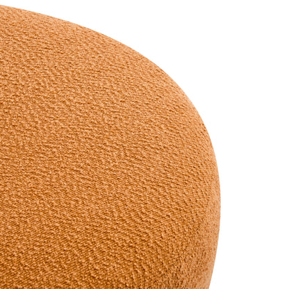 Modish Round Ottoman: Boucle Top with Splayed Rubber Wood Legs, Pumpkin Orange image 6