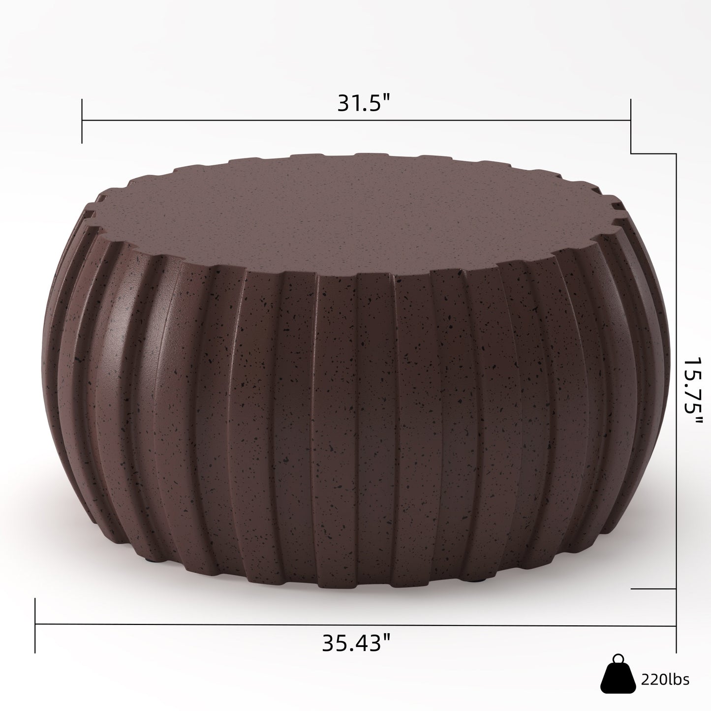 35.43" Modern Waterproof Coffee Table, Durable MgO Cement Design,Indoor & outdoor compatible(Brown) image 9