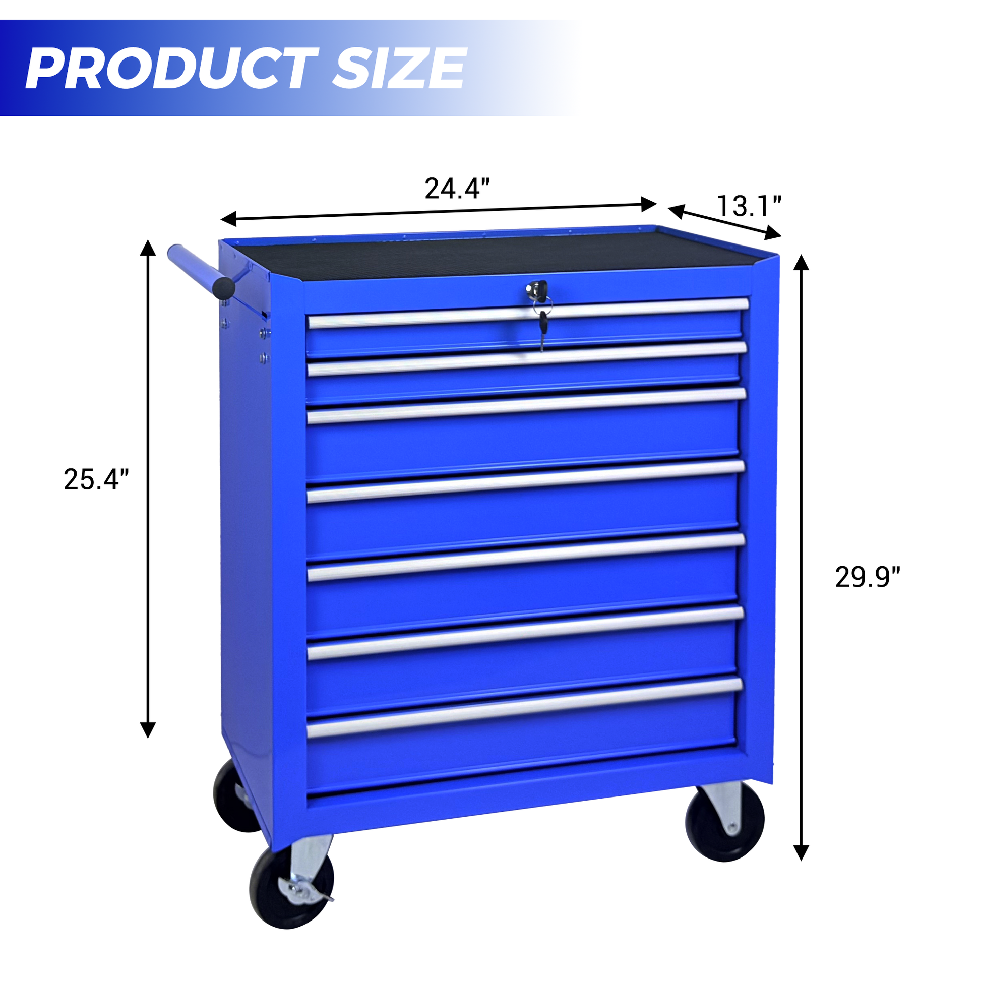 Rolling Tool Chest with 7-Drawer Tool Box with Wheels Multifunctional Tool Cart Mechanic Tool Storage Cabinet for Garage, Warehouse, Workshop, Repair Shop -BLUE image 4