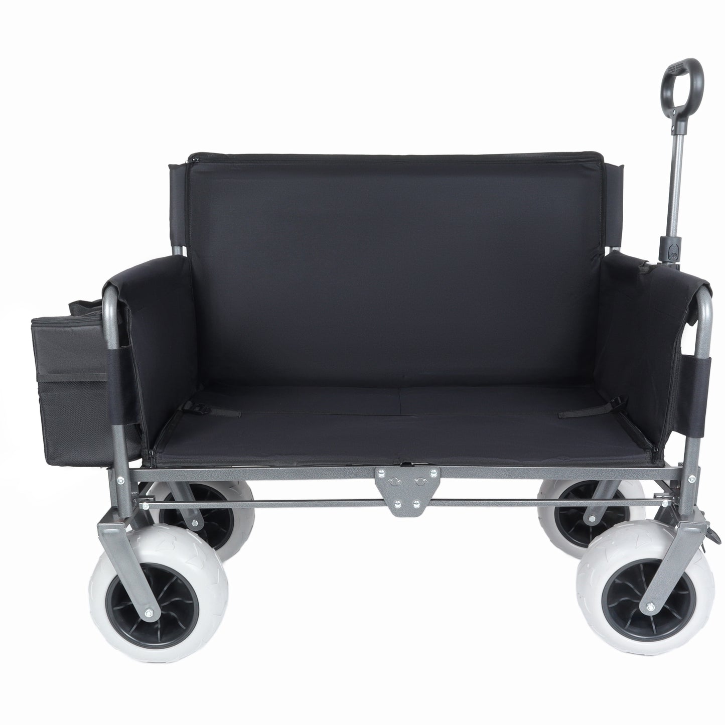 Folding Wagon with Bench Seat & 500 lbs Capacity patent protection -3-in-1 Collapsible Utility Cart with All-Terrain Beach Tires for Camping, Includes 1 ice pack, Beach, Groceries, Outdoor, Black image 1