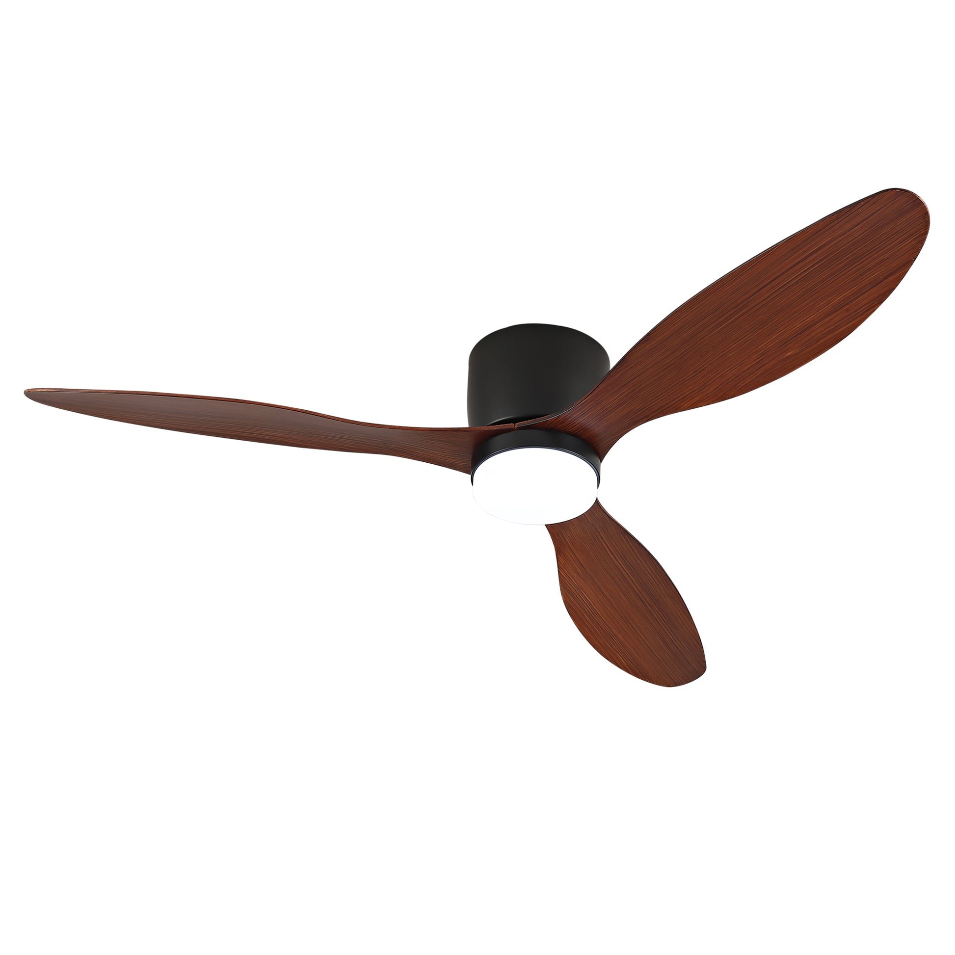 52 Inch Ceiling Fans with Lights, Flush Mount Low Profile, 3 ABS Blades Ceiling Fan with Light and Remote, 6-Speed, Reversible DC Motor, Noiseless, for Bedroom, Indoor/Outdoor, Black+Walnut image 8