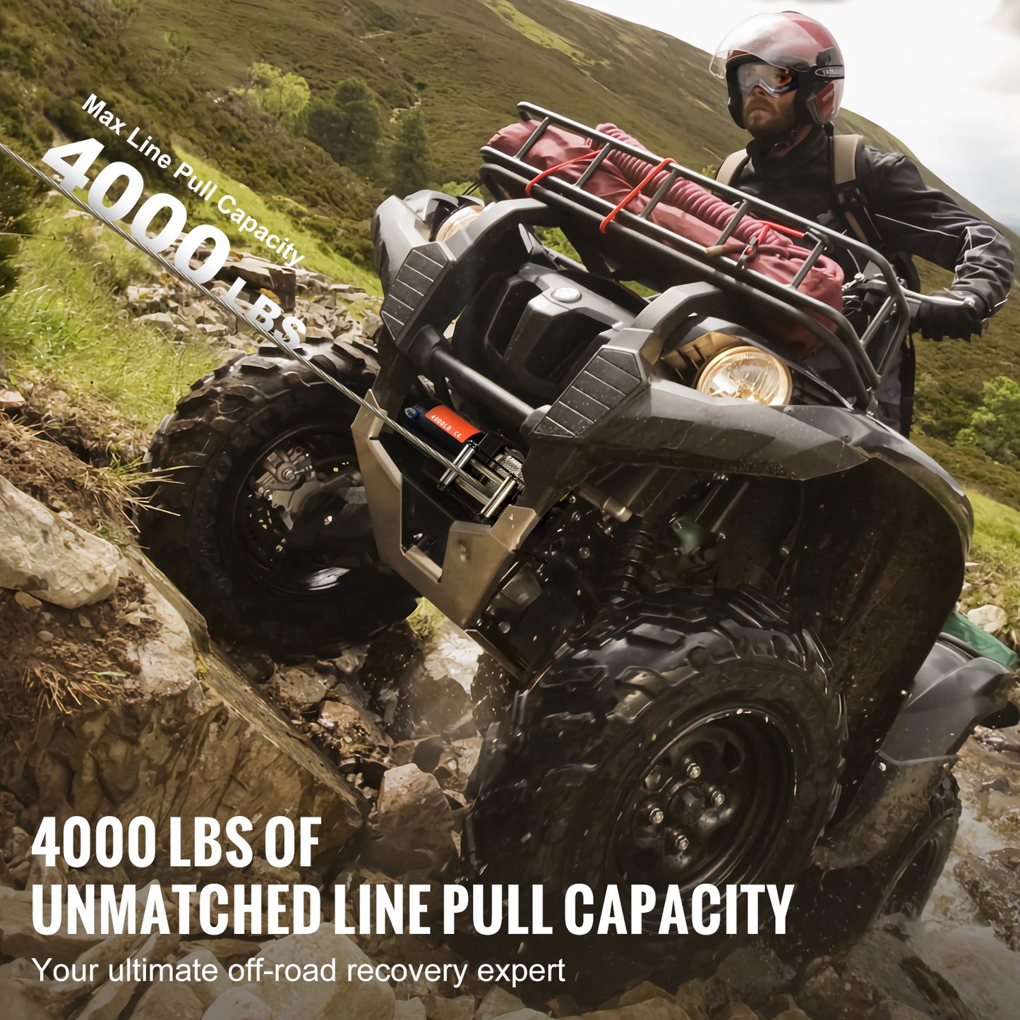 Electric Winch ATV UTV 4000 lb Steel Cable IP55 Waterproof Remote Control image 3