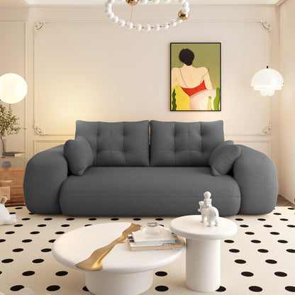 Human Dog Bed, Lazy Sofa Couch, 78.7" Multi-Functional Foldable Sofa Bed, 3-in-1 Sherpa Fleece Fabric Foam-Filled Sleeper Sofa Bed for Living Room,Guest Bed,Playroom,GREY image 8