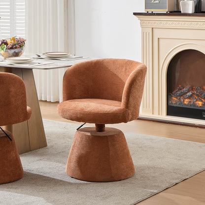 Adjustable Height 360° Swivel Bar Stool, Modern Chenille Upholstered Round Dining Chair, Ergonomic Accent Vanity Chair for Bedroom,Kitchen Island & Pub, Single Pack, Terracotta & Orange color,SW1878OG image 1