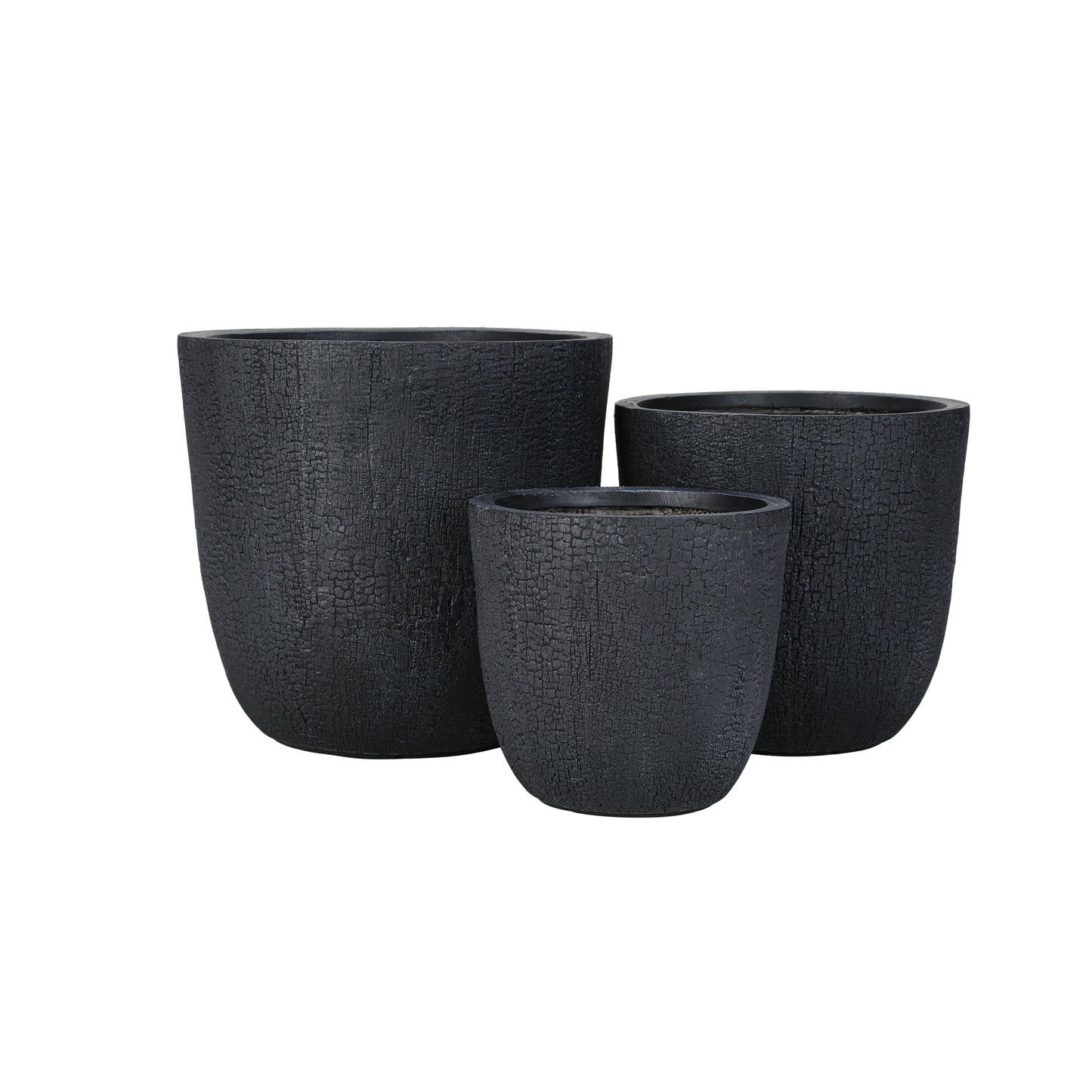 U_STYLE Lightweight MGO Planter Set of 3,16.93"+13.78"+11.02" Dia Round Concrete Stackable Flower Pots with Drainage Holes and Rubber Plug,Crackle Stone Texture for Patio Garden Balcony Indoor Outdoor image 10