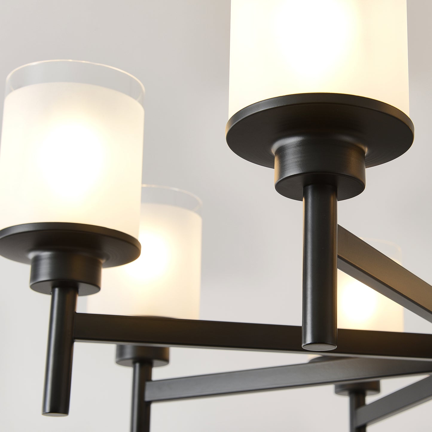 8-Light Frosted Glass Farmhouse Chandelier, Black Metal Chandeliers Light Fixtures Industrial for High Ceiling Living Dining Room Foyer. Adjustable Height--E26 (NO Included Bulb) image 3