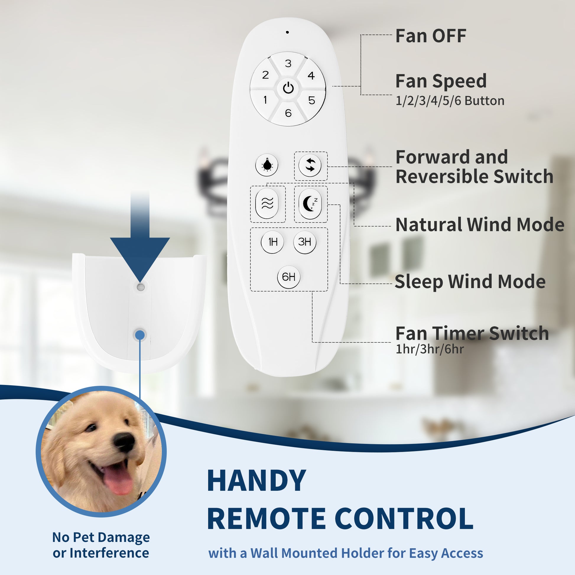 20" Industrial Ceiling Fan with Lights, Farmhouse Fandelier with 6 E12 Sockets, Reversible DC Motor, 6 Speeds Remote Control Ceiling Fan for Dining Room Kitchen Bedroom image 11