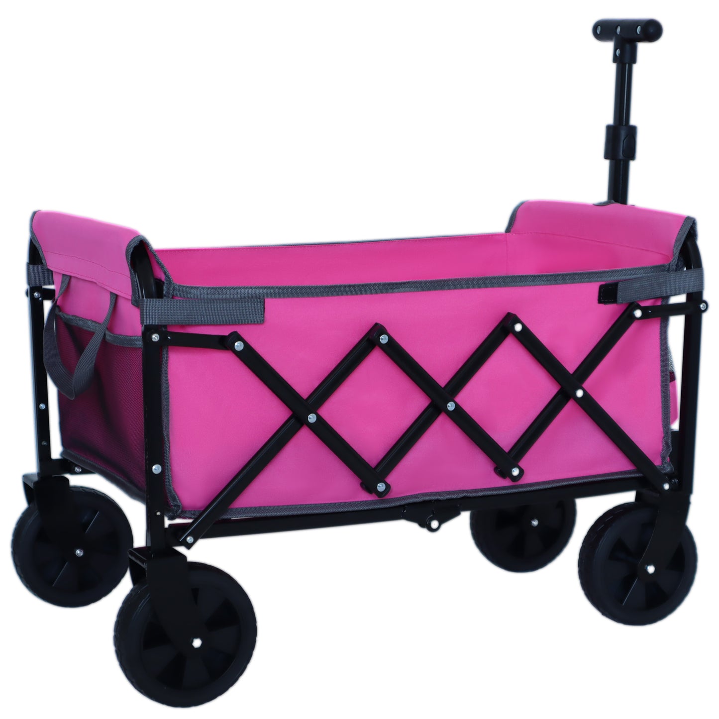 Expandable Dual-Layer Utility Wagon with 100% Extra Space - 225lbs Grocery Cart for Camping, Shopping, Sports, Gardening, Fishing, Pink image 7