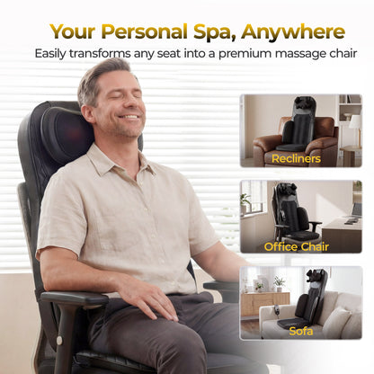 Massage Chair Pad, 3-in-1 Shiatsu Neck and Back Massager Cushion with Heat, Adjustable Height & Intensity, Full Body Massage Pad for Recliner and Sofa, Fathers Day Dad Gifts image 10