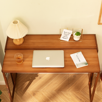 Bamboo Folding Desk,Space-Saving Computer Desk for Small Spaces, Foldable Study Table for Bedroom, Home Office, Dorm, Apartment (Walnut) image 10
