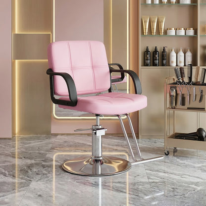 Barber Chair for Hair Stylist- 360° Swivel, Adjustable Height, Capacity 350 LBS with Heavy Duty Hydraulic Pump,PINK image 1