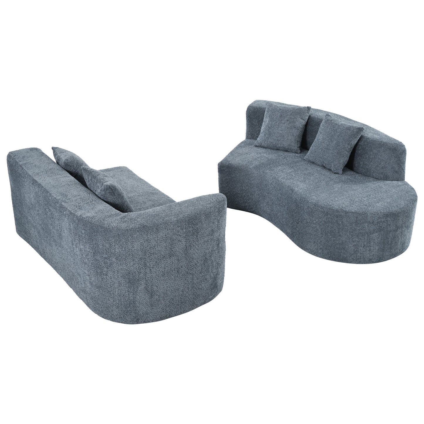 U_Style 132" Modern Sectional Sofa with Curved Design, 2-Piece Chenille Modular Couch with 4 Pillows, Plush Sponge & Spring Cushion, Large Sponge Modular Sofa for Living Room image 9