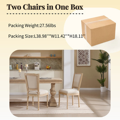 French Country Dining Chairs Set of 2, Upholstered Chairs with T-shaped Back, Wire drawing and carving techniques,Disassemblable, for Living Room, Kitchen, Restaurant Use, Beige image 9