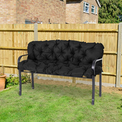 Outsunny Tufted Bench Cushions for Outdoor Furniture, 3-Seater Replacement for Swing Chair, Patio Sofa/Couch, Overstuffed, Includes Backrest, Black