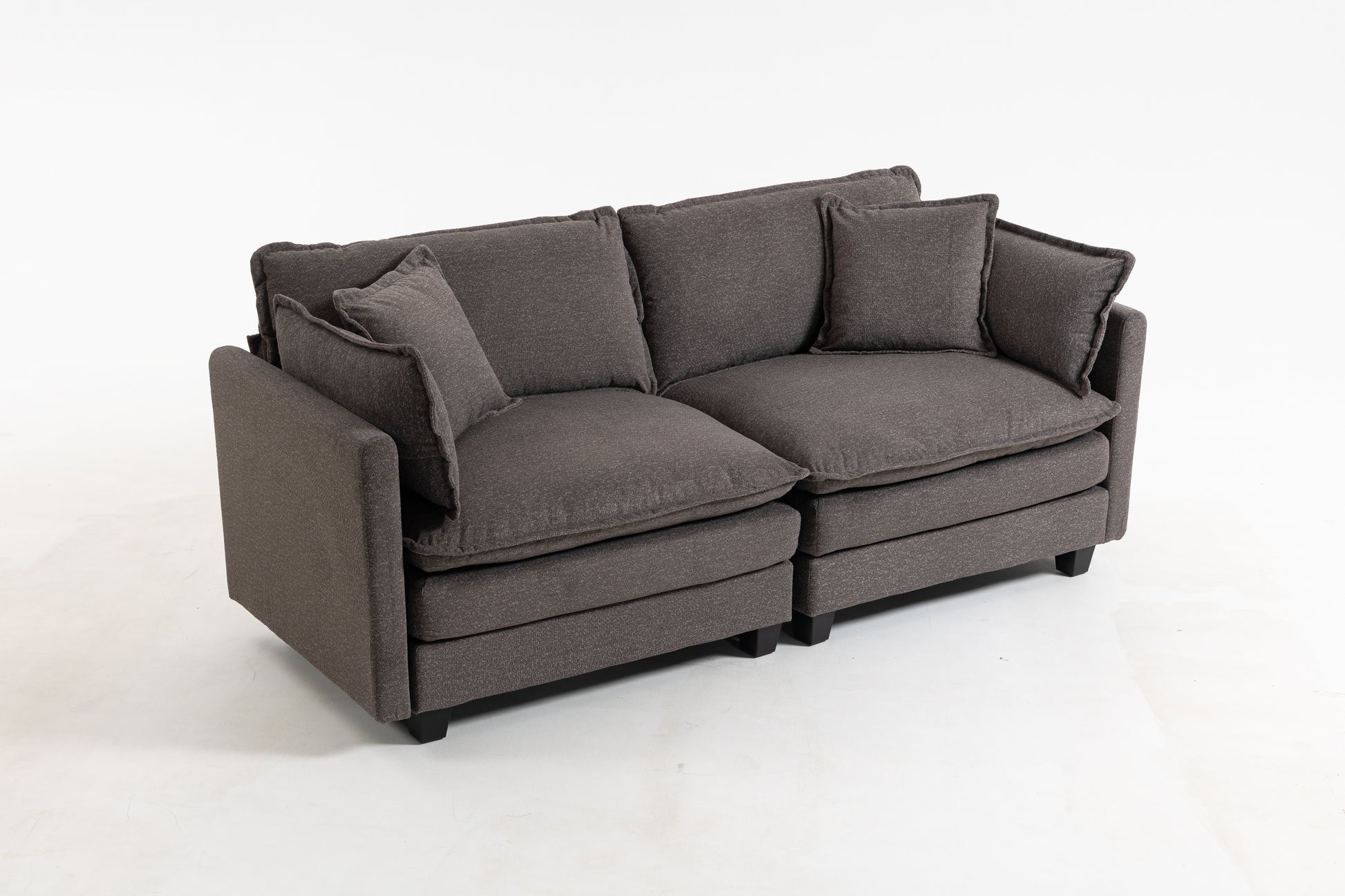 Modern 2seats 77.95"Sectional Sofa with Waist Pillows,2-seat Upholstered Symmetrical Sofa Furniture,Sleeper Sofa Couch with Chaise Lounge for Living Room,Apartment,3 Color image 11