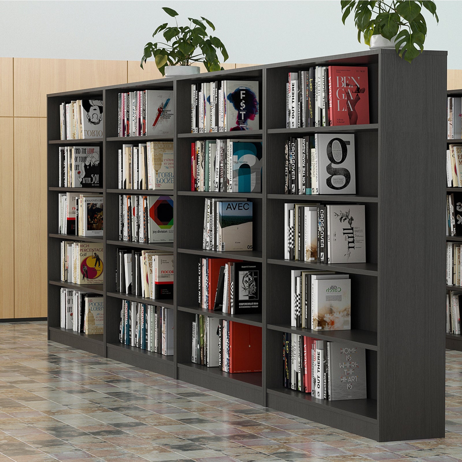 5 Shelf Bookcase 60 inch Tall Wood Bookshelf for Bedroom image 7