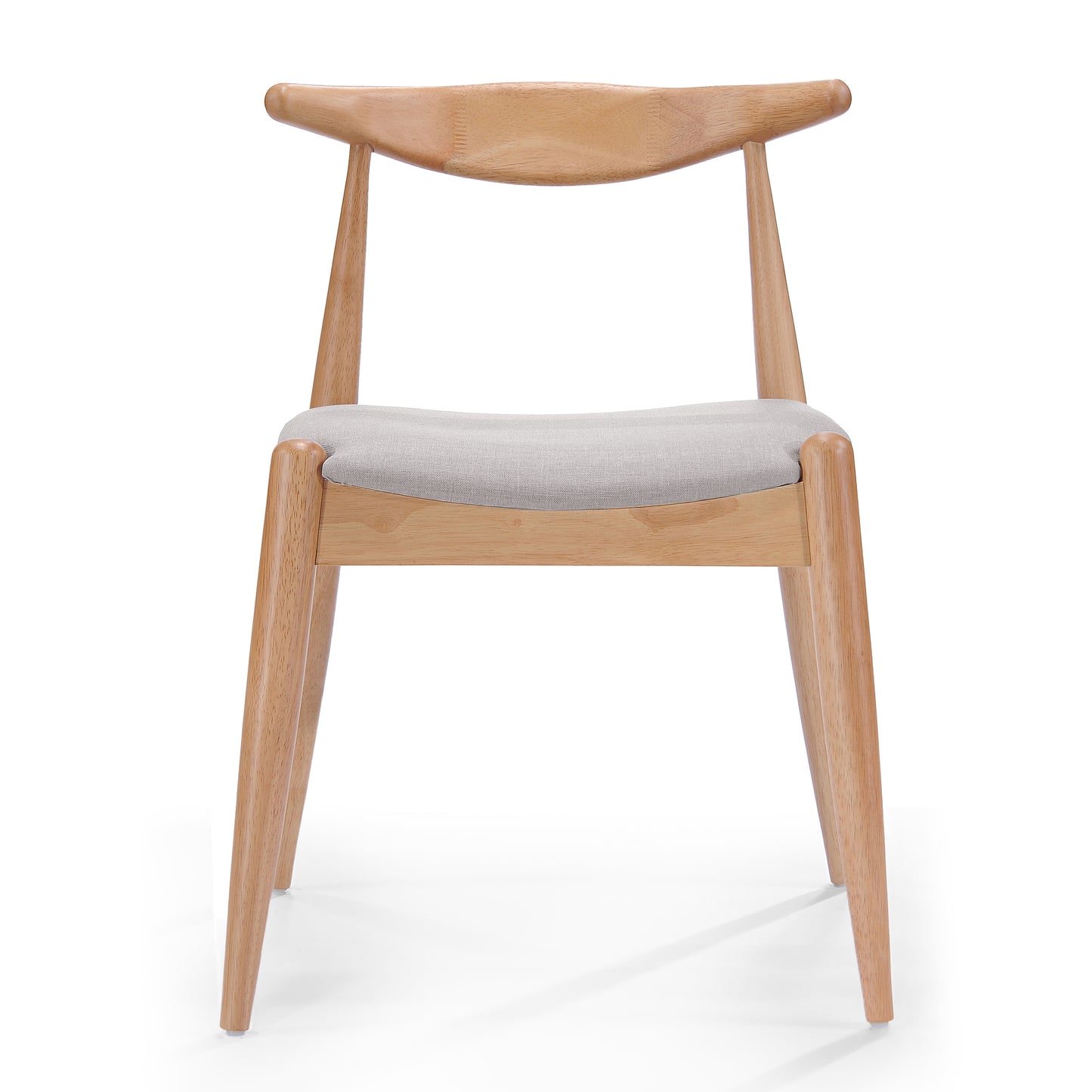 Set of 2 Rubberwood Dining Chairs with Ergonomic Backrest & Comfort Cushions, Natural+Beige (same sku: 59296.00FBEI) image 9