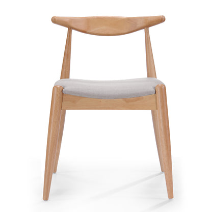 Set of 2 Rubberwood Dining Chairs with Ergonomic Backrest & Comfort Cushions, Natural+Beige (same sku: 59296.00FBEI) image 9