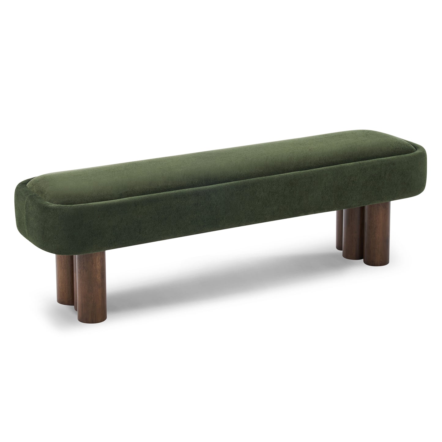 Indoor Green Fabric Dining Bench with Walnut Color Legs, 60.04'L Upholstered Seating for Kitchen, Dining Room and Living Space,250lbs Capacity image 7