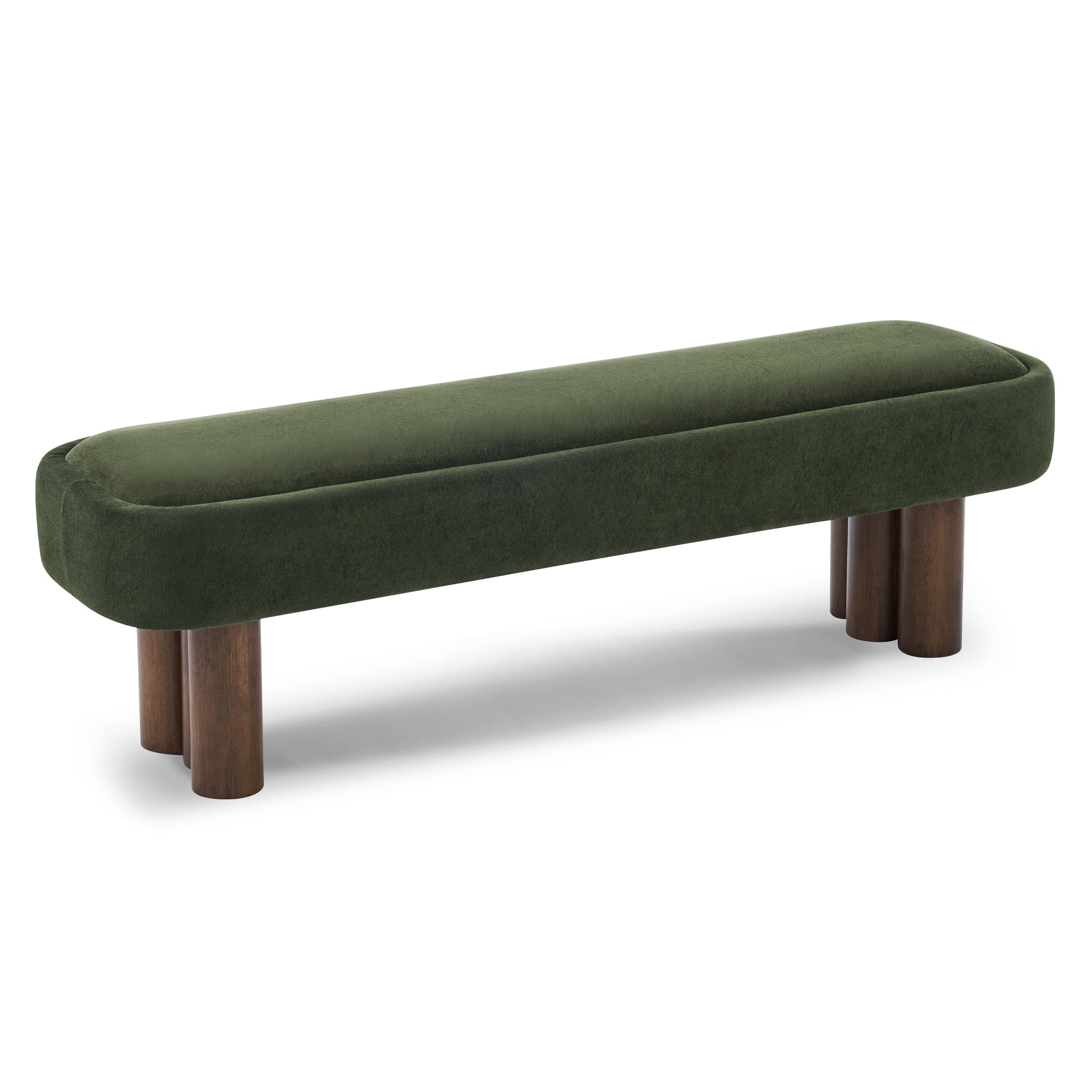 Indoor Green Fabric Dining Bench with Walnut Color Legs, 60.04'L Upholstered Seating for Kitchen, Dining Room and Living Space,250lbs Capacity image 7