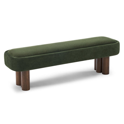 Indoor Green Fabric Dining Bench with Walnut Color Legs, 60.04'L Upholstered Seating for Kitchen, Dining Room and Living Space,250lbs Capacity image 7