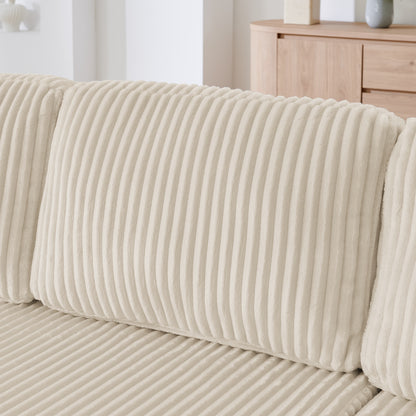U shape Modular Sectional Sofa, Compressed Sectional Sofa Modern Minimalist Style Corduroy Couch, Sleeper Sofa for Living Room, Bedroom, Comfy Compressed Sofa Couch Space-Efficient Design-beige image 5