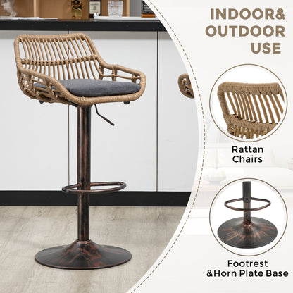 Modern Swivel Bar Stools Set of 2 Adjustable Counter Height Chairs with Footrest for Kitchen, Dining Room (Gray) image 4