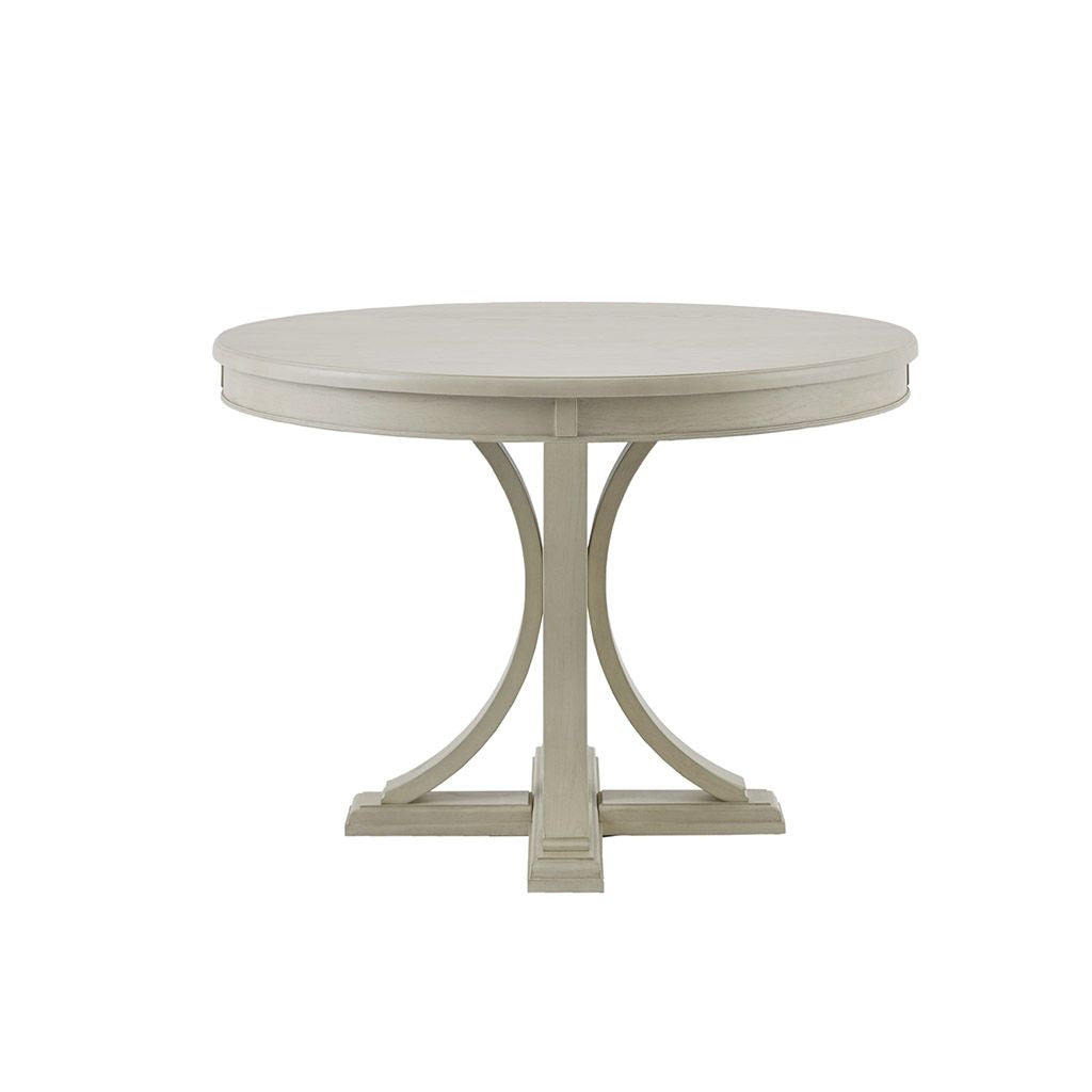 44" Round Dining Table, Solid Wood Finish Classic Design For Dining room, Antique Cream image 2