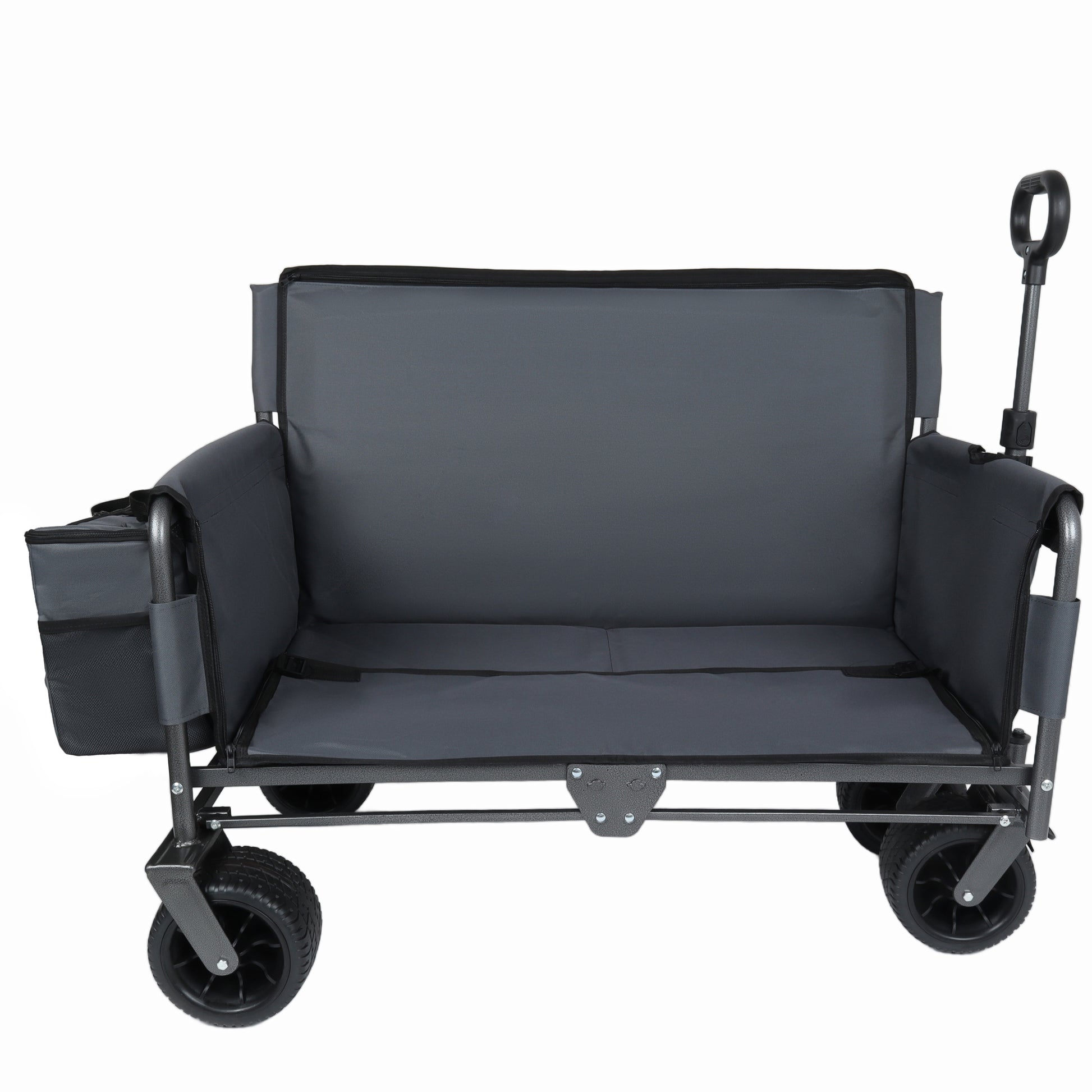 3-in-1 Folding Wagon Cart with Bench Seat & Storage patent protection - Includes 1 ice pack, 500lbs Heavy-Duty Utility Wagon, 180L Capacity All-Terrain Wheels for Camping, Beach, Sports, Garden, gray image 1