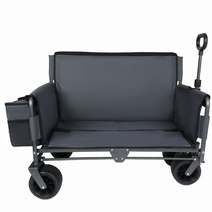 3-in-1 Folding Wagon Cart with Bench Seat & Storage patent protection - Includes 1 ice pack, 500lbs Heavy-Duty Utility Wagon, 180L Capacity All-Terrain Wheels for Camping, Beach, Sports, Garden, gray image 1