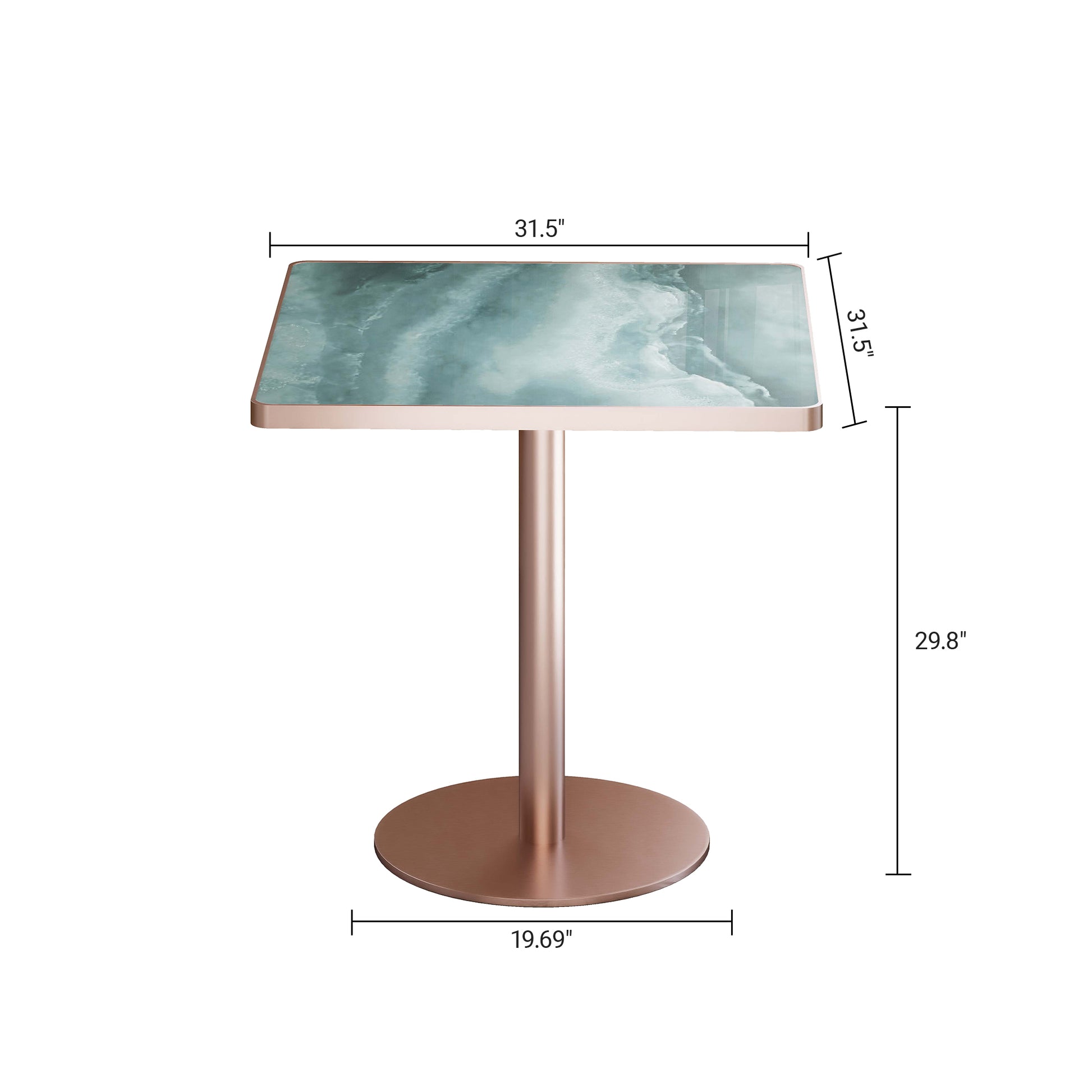 31.5"Square Modern Tulip Dining Table, Sintered Stone Tabletop with Luxury Faux Marble Print, Stainless Steel Bracket Base, Scratch & Wear Resistant, Waterproof Surface, Ideal for Indoor & Outdoor Use image 2