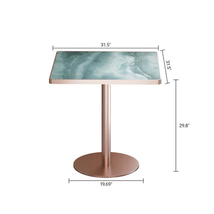31.5"Square Modern Tulip Dining Table, Sintered Stone Tabletop with Luxury Faux Marble Print, Stainless Steel Bracket Base, Scratch & Wear Resistant, Waterproof Surface, Ideal for Indoor & Outdoor Use image 2