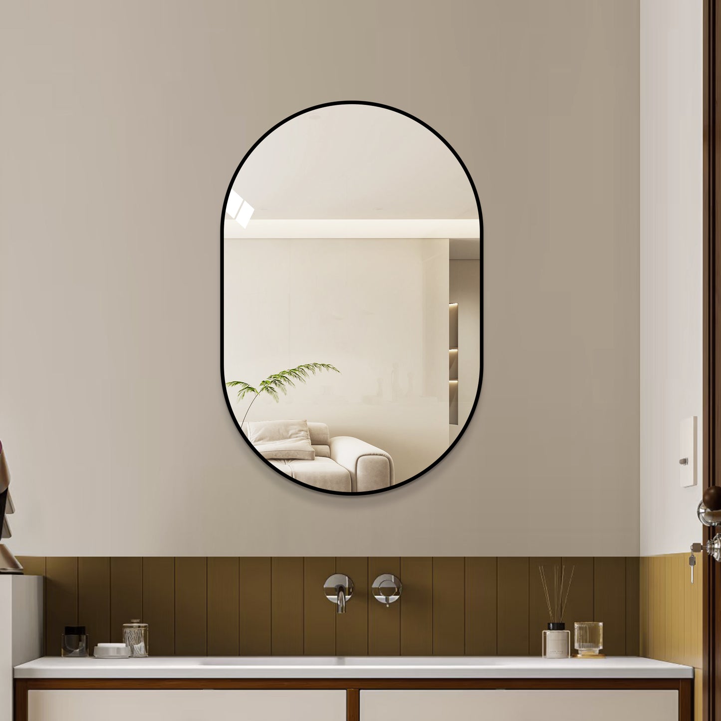 36x24 Inch Black Bathroom Vanity Mirror Wall Mounted, Framed Wall Mirror for Bathroom, Vertical or Horizontal Hanging, Modern HD Mirror for Bedroom, Entryway image 1