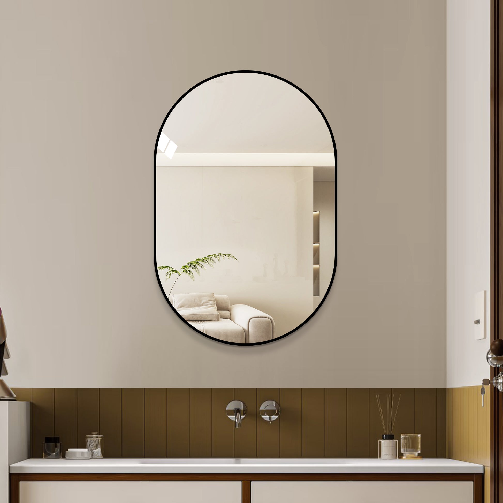 36x24 Inch Black Bathroom Vanity Mirror Wall Mounted, Framed Wall Mirror for Bathroom, Vertical or Horizontal Hanging, Modern HD Mirror for Bedroom, Entryway image 1