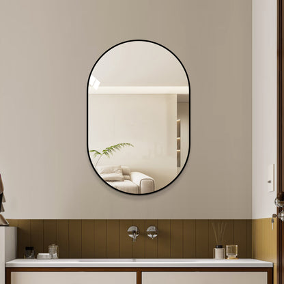 36x24 Inch Black Bathroom Vanity Mirror Wall Mounted, Framed Wall Mirror for Bathroom, Vertical or Horizontal Hanging, Modern HD Mirror for Bedroom, Entryway image 1